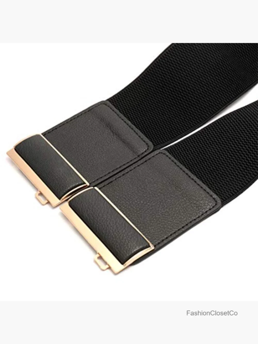 3-Inch Wide Stretch Elastic Belt with PU Leather Buckle, Adjustable Waist 22-58